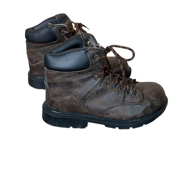 Brahma Mens 5.5 Womens 7 Steel Toe Work Boots Brown Oil & Slip Resistant Lace Up - Picture 4 of 8